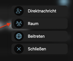 Dialog zum Erstellen eines neuen Raums