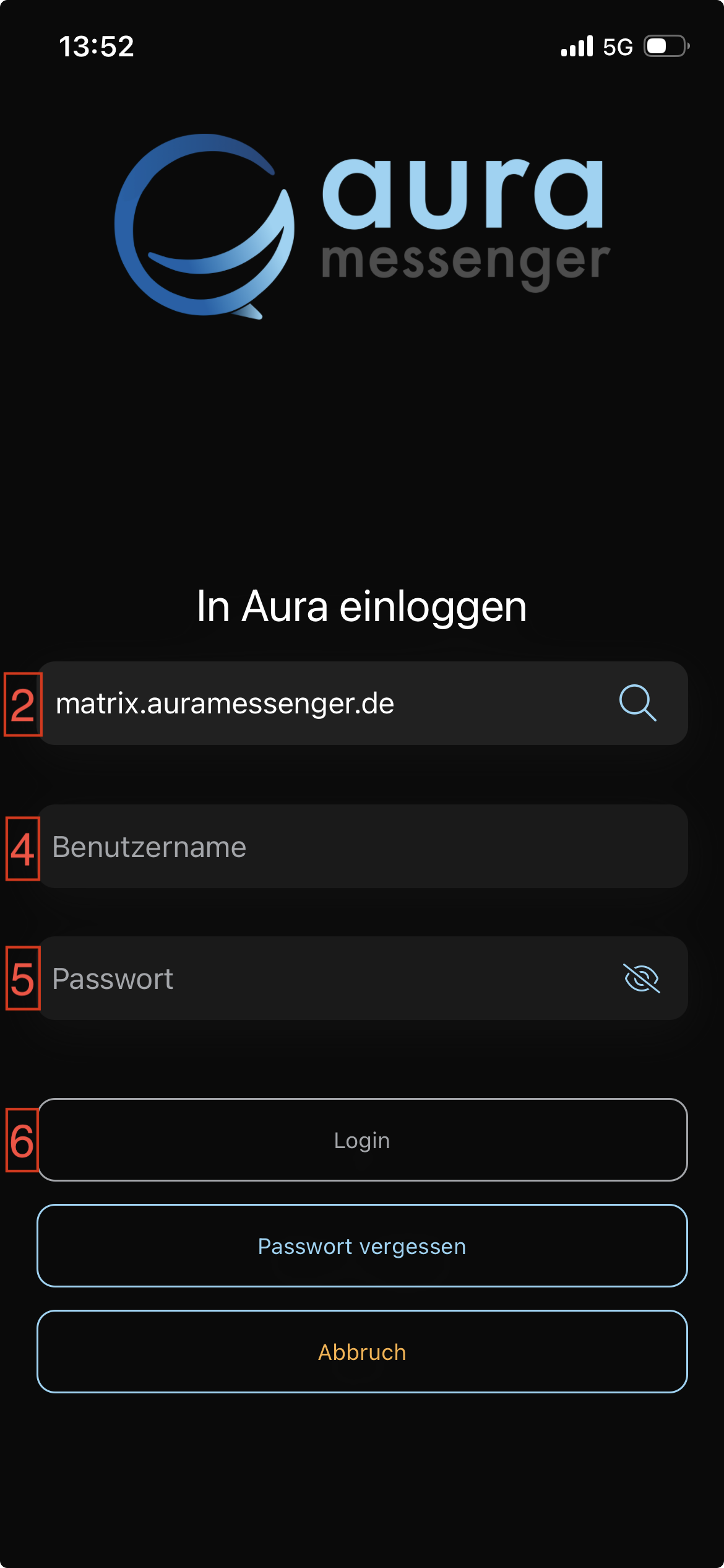 Login in der mobilen App