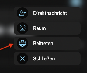 Maske zum Beitritt in einen öffentlichen Raum